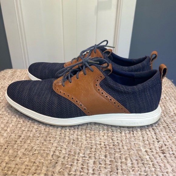 Cole Haan Grand Tour Knit Marine Blue Tan Oxford Shoes Men's 11 M Casual Lace Up - Picture 4 of 9